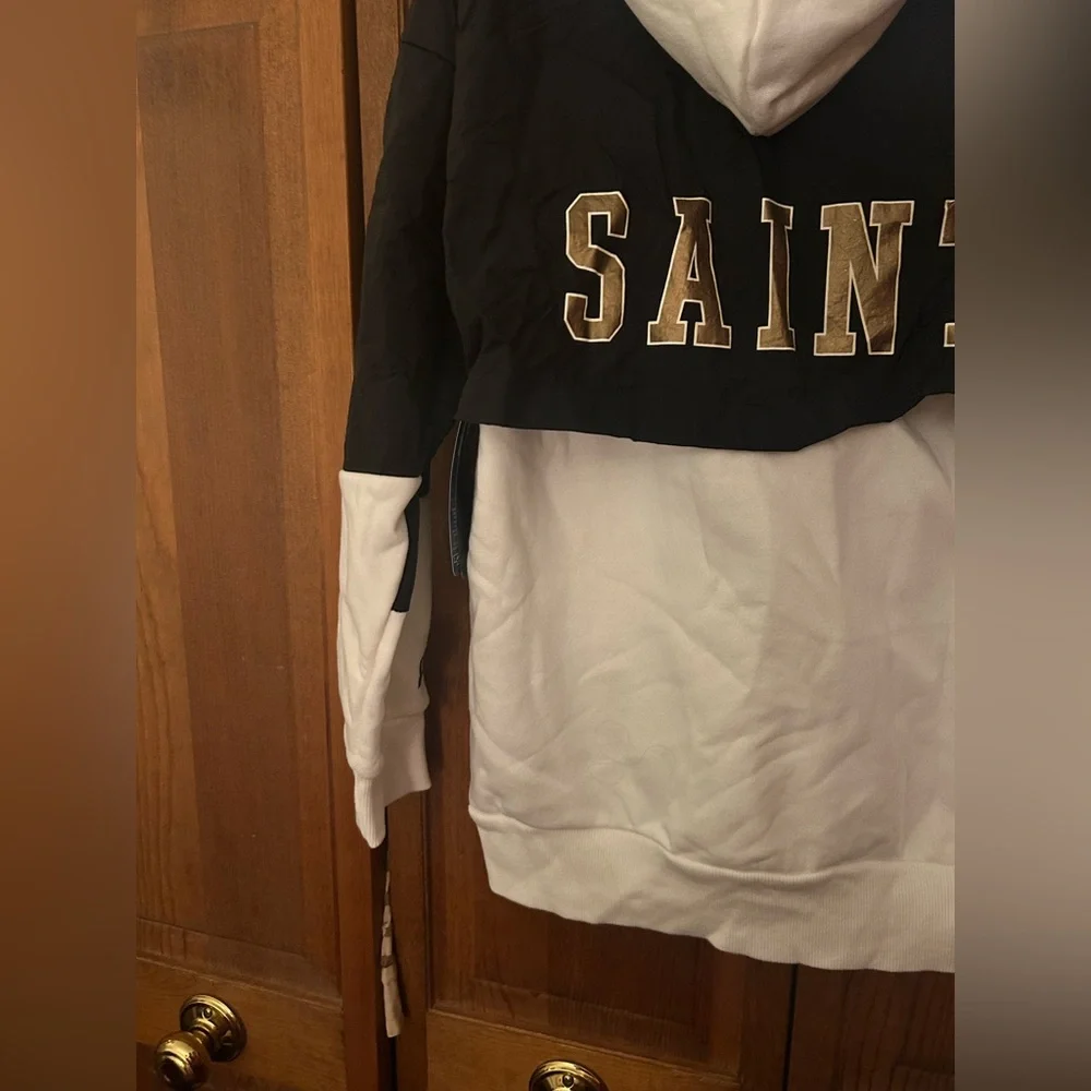 NFL Team Apparel Men’s Sz L Black & White New Orleans Saints Windbreaker NWT